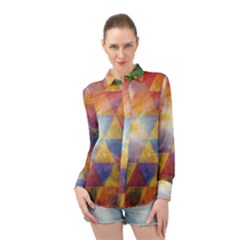 Space Design Long Sleeve Chiffon Shirt