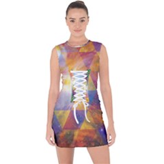 Space Design Lace Up Front Bodycon Dress by ExtraGoodSauce