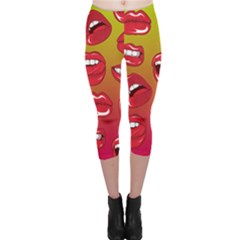 Hot Lips Capri Leggings  by ExtraGoodSauce