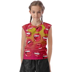 Hot Lips Kids  Raglan Cap Sleeve Tee by ExtraGoodSauce