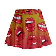 Hot Lips Mini Flare Skirt by ExtraGoodSauce