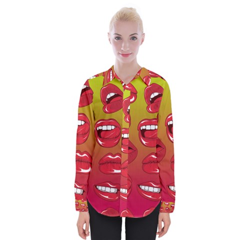 Hot Lips Womens Long Sleeve Shirt by ExtraGoodSauce