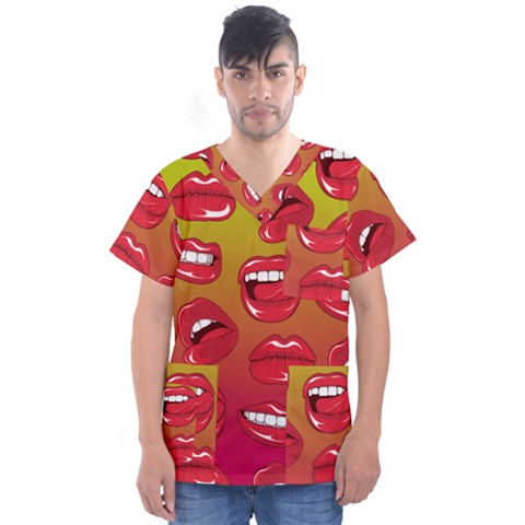 Hot Lips Men s V-neck Scrub Top by ExtraGoodSauce