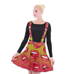 Hot Lips Suspender Skater Skirt by ExtraGoodSauce