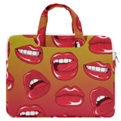 Hot Lips Macbook Pro Double Pocket Laptop Bag by ExtraGoodSauce