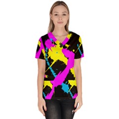 Splatter Splatter Women s V-neck Scrub Top by ExtraGoodSauce