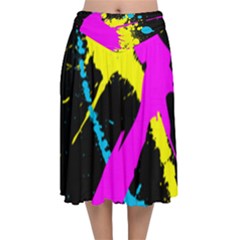 Splatter Splatter Velvet Flared Midi Skirt