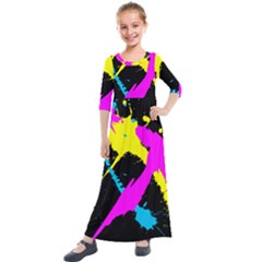 Splatter Splatter Kids  Quarter Sleeve Maxi Dress by ExtraGoodSauce