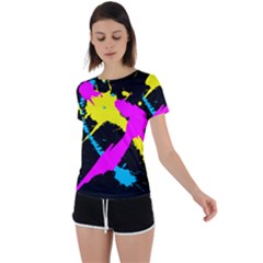 Splatter Splatter Back Circle Cutout Sports Tee