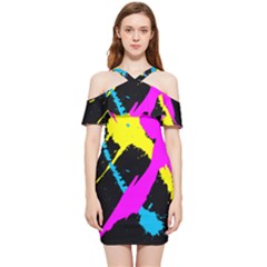 Splatter Splatter Shoulder Frill Bodycon Summer Dress