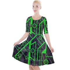 Tech Quarter Sleeve A-line Dress by ExtraGoodSauce