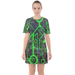 Tech Sixties Short Sleeve Mini Dress by ExtraGoodSauce