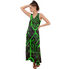 Tech V-neck Chiffon Maxi Dress