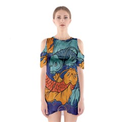 Koi Fish Shoulder Cutout One Piece Dress by ExtraGoodSauce