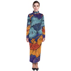 Koi Fish Turtleneck Maxi Dress by ExtraAwesomeSauce