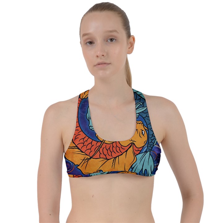 Koi Fish Criss Cross Racerback Sports Bra