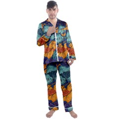 Koi Fish Men s Long Sleeve Satin Pajamas Set by ExtraGoodSauce