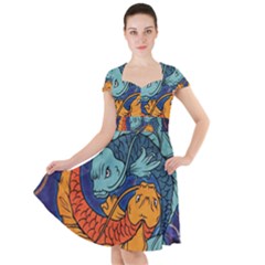 Koi Fish Cap Sleeve Midi Dress by ExtraGoodSauce