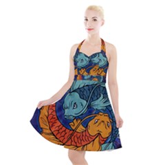 Koi Fish Halter Party Swing Dress  by ExtraGoodSauce