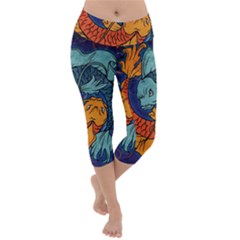 Koi Fish Lightweight Velour Capri Yoga Leggings by ExtraGoodSauce