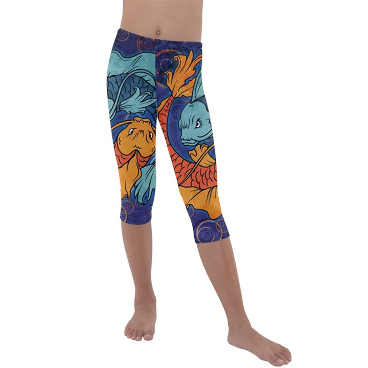 Koi Fish Kids  Lightweight Velour Capri Leggings 