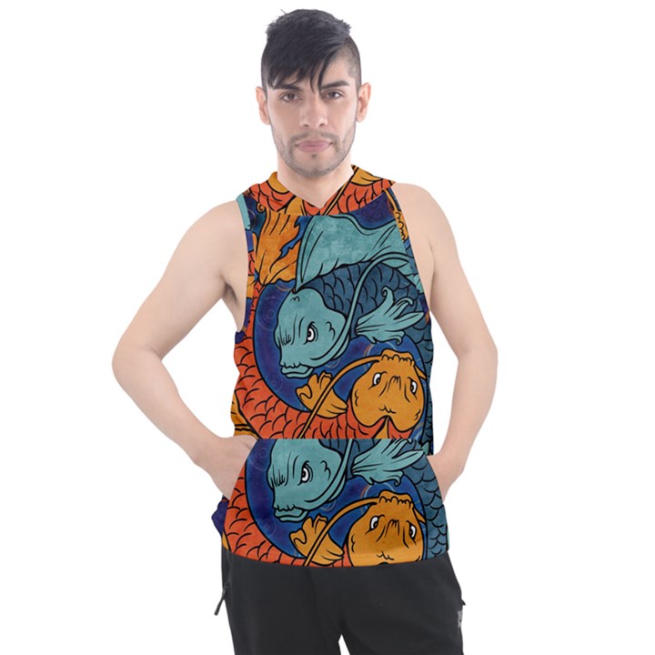 Koi Fish Men s Sleeveless Hoodie