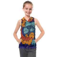 Koi Fish Kids  Sleeveless Hoodie by ExtraGoodSauce