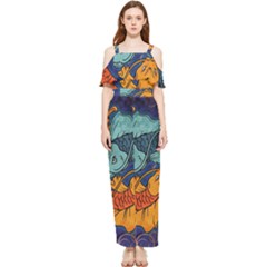 Koi Fish Draped Sleeveless Chiffon Jumpsuit by ExtraGoodSauce