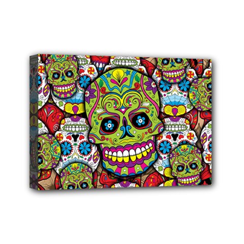 Sugar Skulls Mini Canvas 7  X 5  (stretched) by ExtraGoodSauce