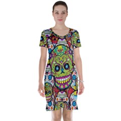 Sugar Skulls Short Sleeve Nightdress by ExtraGoodSauce