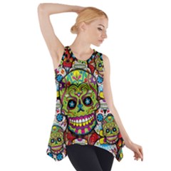 Sugar Skulls Side Drop Tank Tunic by ExtraGoodSauce