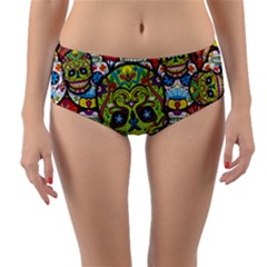 Sugar Skulls Reversible Mid-waist Bikini Bottoms