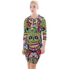 Sugar Skulls Quarter Sleeve Hood Bodycon Dress by ExtraGoodSauce