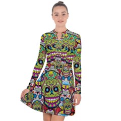 Sugar Skulls Long Sleeve Panel Dress by ExtraGoodSauce