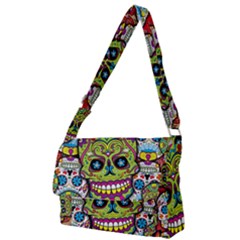 Sugar Skulls Full Print Messenger Bag (s) by ExtraGoodSauce