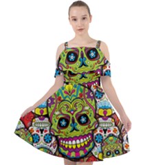 Sugar Skulls Cut Out Shoulders Chiffon Dress by ExtraGoodSauce