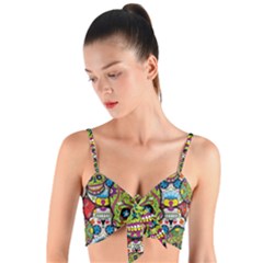 Sugar Skulls Woven Tie Front Bralet by ExtraGoodSauce