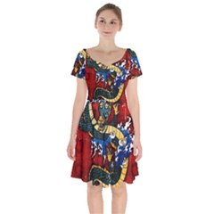 Dragon Short Sleeve Bardot Dress by ExtraAwesomeSauce