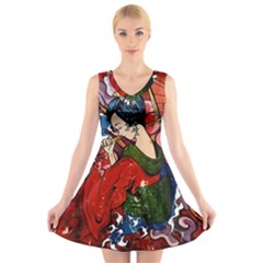 Geisha Geisha V-neck Sleeveless Dress