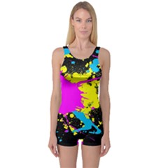 Splatter Splatter One Piece Boyleg Swimsuit by ExtraGoodSauce