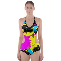 Splatter Splatter Cut-out One Piece Swimsuit by ExtraGoodSauce