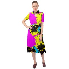 Splatter Splatter Keyhole Neckline Chiffon Dress