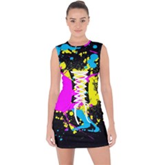 Splatter Splatter Lace Up Front Bodycon Dress