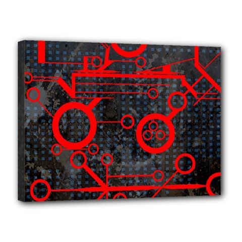 Tech - Red Canvas 16  X 12  (stretched) by ExtraGoodSauce