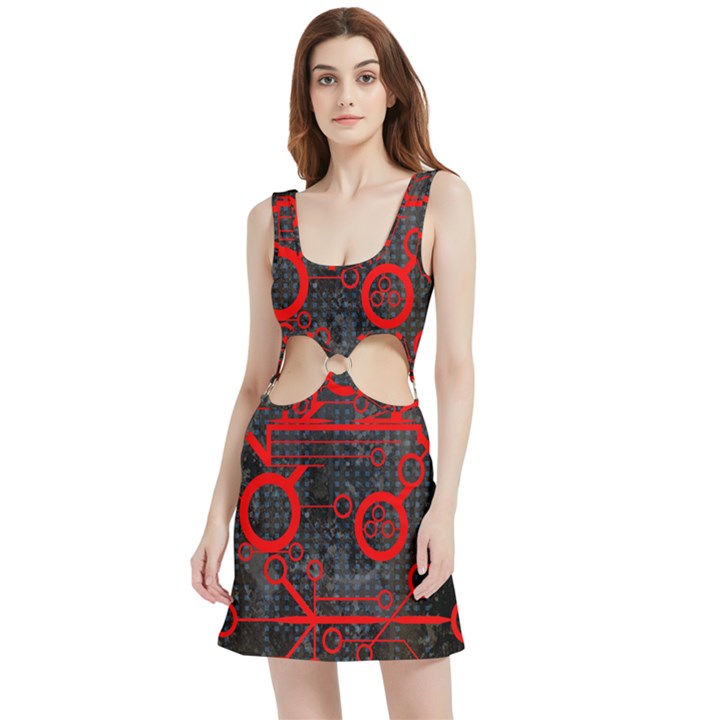 Tech - Red Velvet Cutout Dress