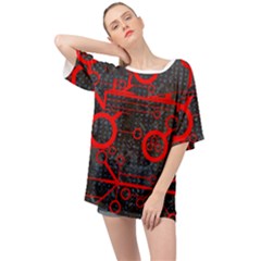 Tech - Red Oversized Chiffon Top by ExtraGoodSauce