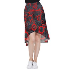 Tech - Red Frill Hi Low Chiffon Skirt