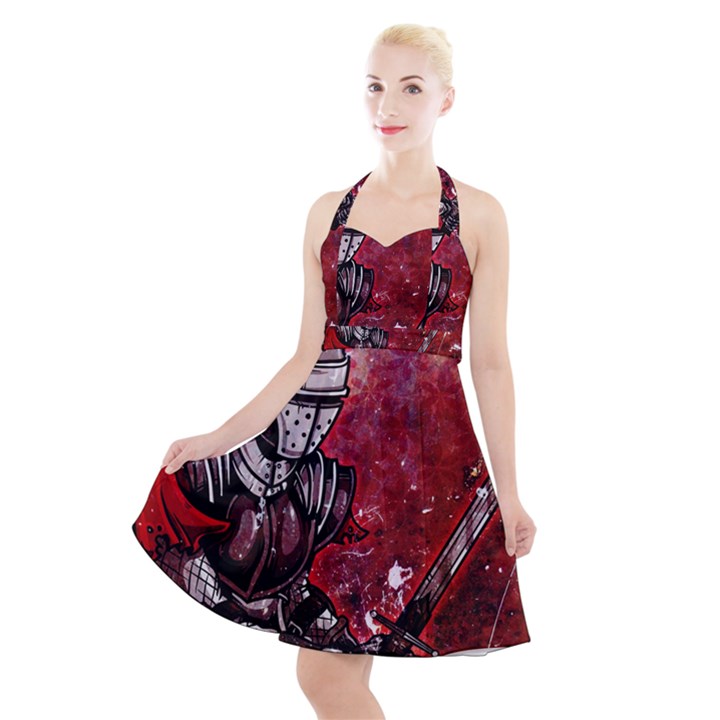 Knight Halter Party Swing Dress 