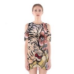 White Tiger Shoulder Cutout One Piece Dress by ExtraGoodSauce