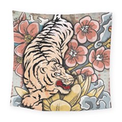 White Tiger Square Tapestry (large) by ExtraGoodSauce